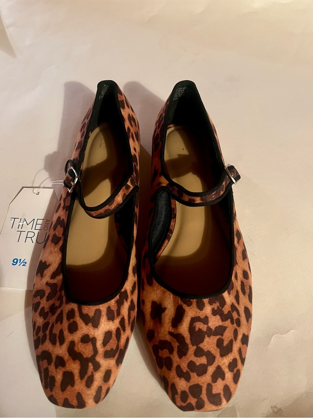 NWT Time and Tru Leopard Print Mary Jane Flats Size 9 1/2